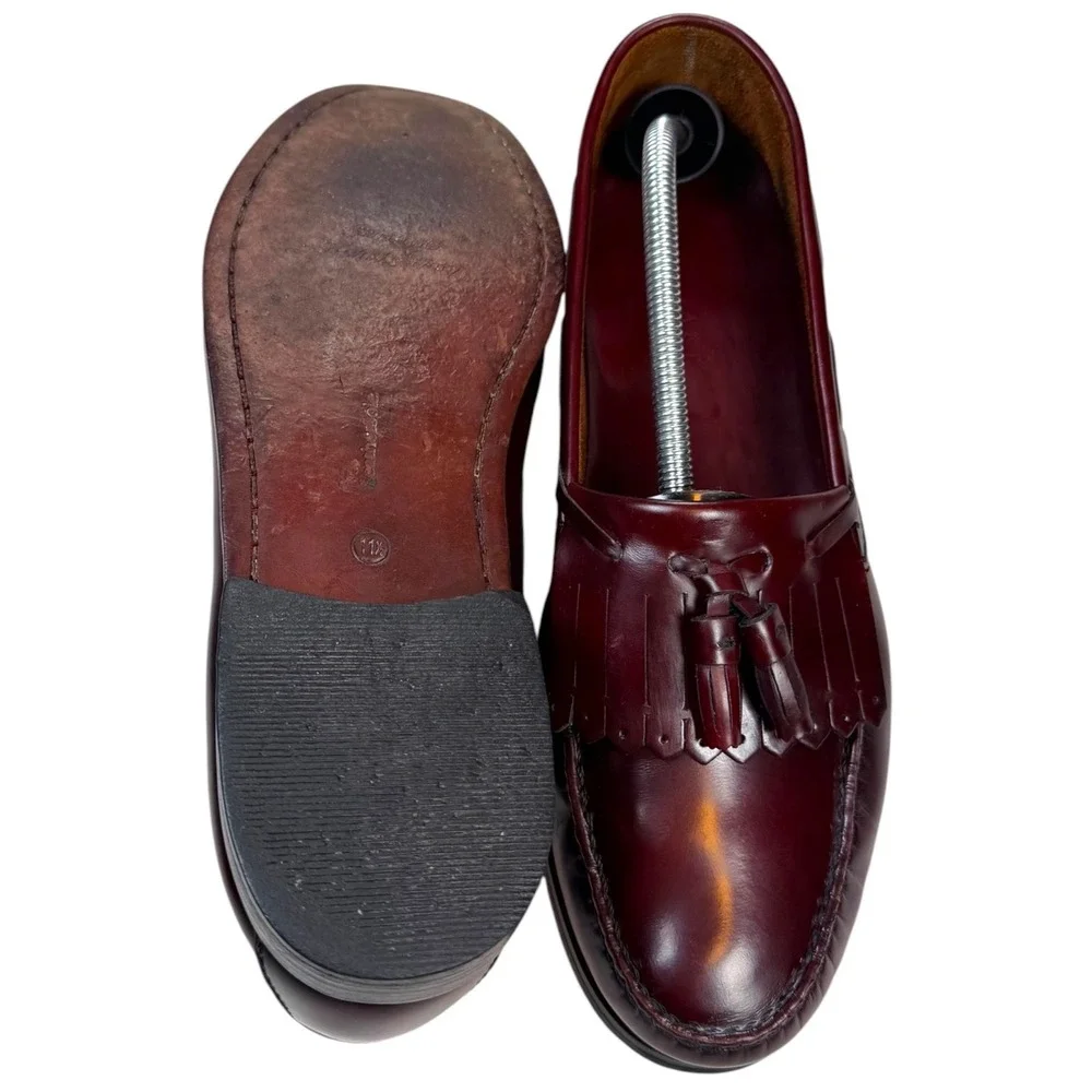 Vtg Towncraft Burgundy Kiltie Tassel Loafers Men's 11.5D Oxblood Leather Preppy